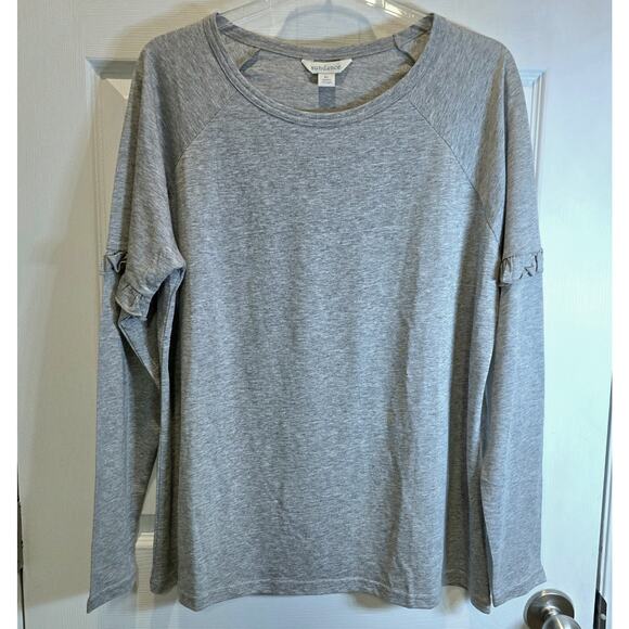 Sundance Camden Joy Tee Long Sleeve Ruffle Sleeve Top Sz XL Gray Raglan Sleeves - Picture 9 of 12
